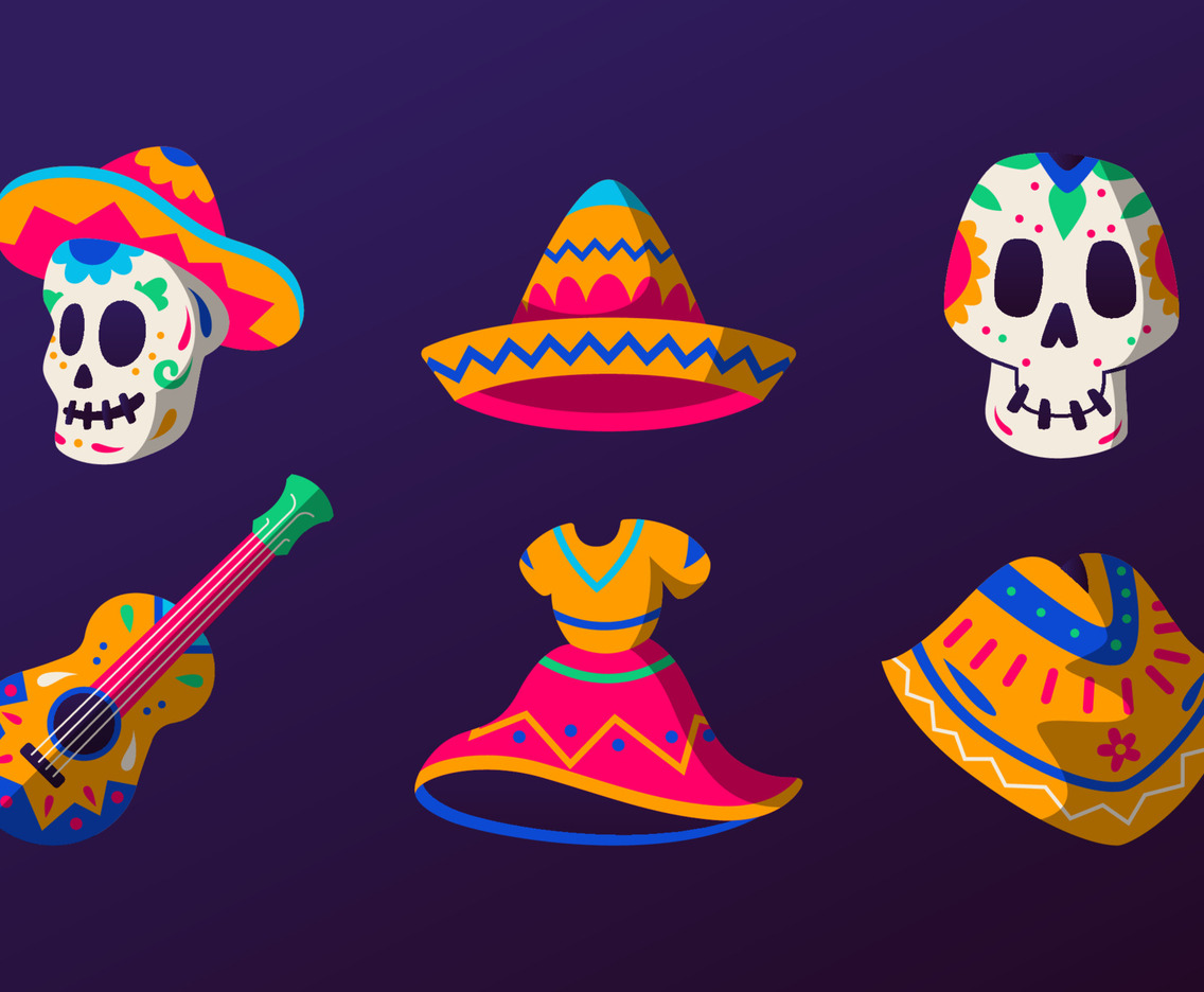 Dia De Los Muertos Costume Party Sticker Collection