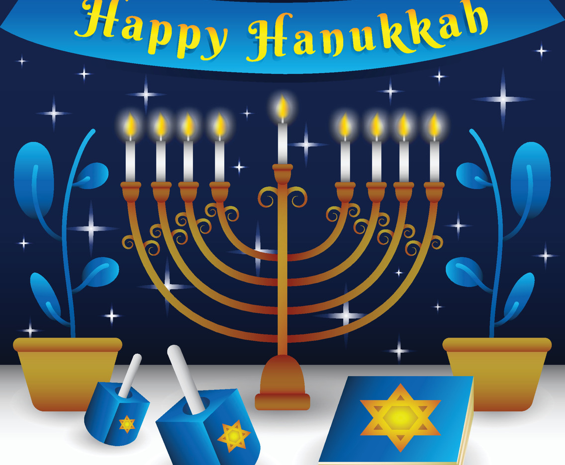 Happy Hanukkah with Menorah
