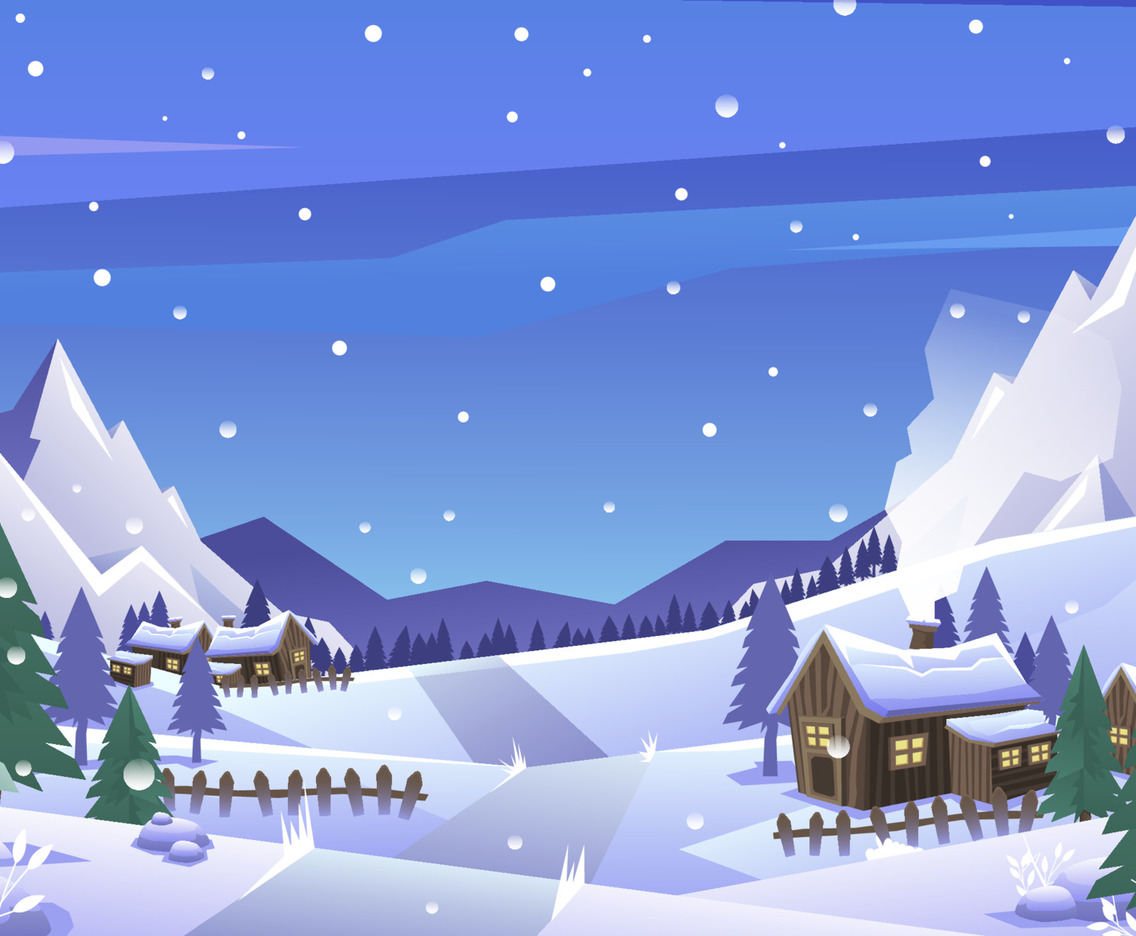 Winter Nature Village Landscape