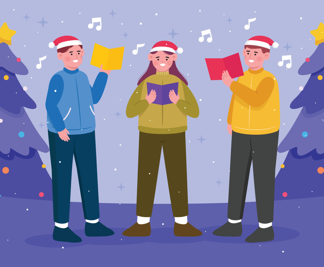 Choir of People Singing Christmas Carol Concept