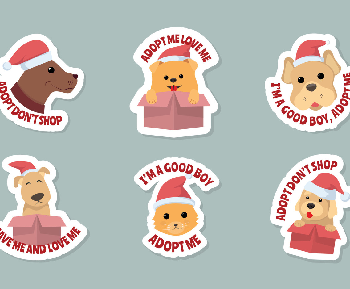 Santa Paws Kitten and Puppy Sticker Set