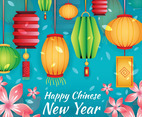 Happy Chinese New Year with Lantern Background Template