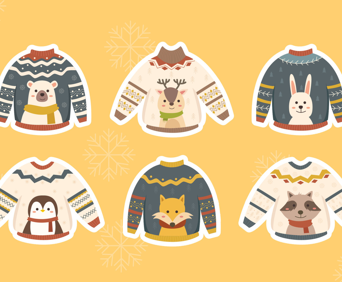Ugly Christmas Sweater Set Sticker Concept
