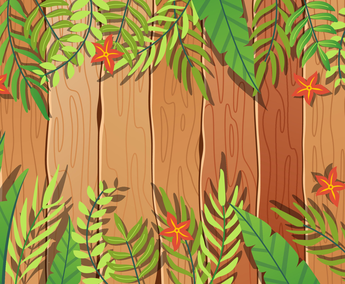 Wood and Foliages Background Concept