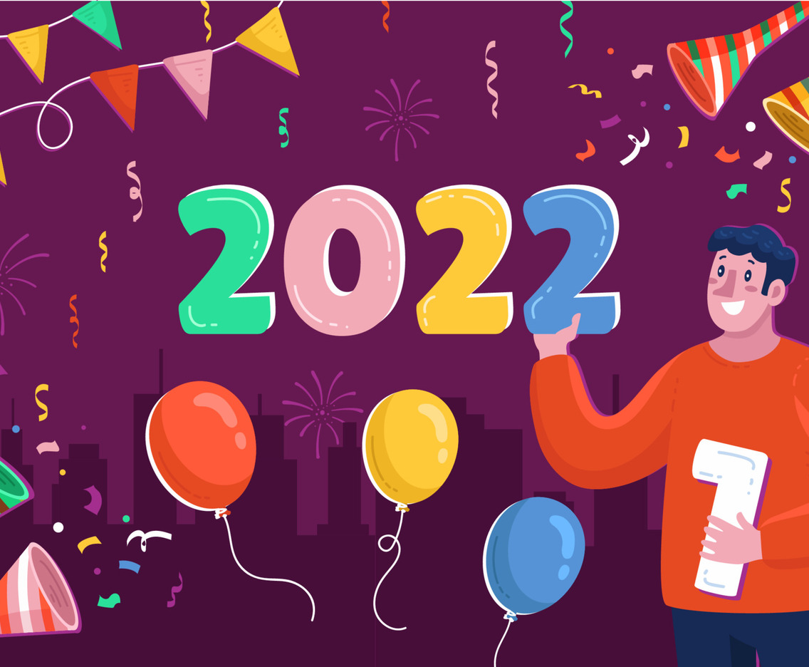 Happy Man with New Year Count Down Background