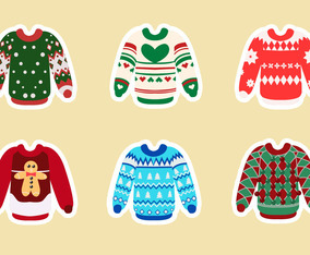 Christmas Ugly Sweater Sticker Set Collection