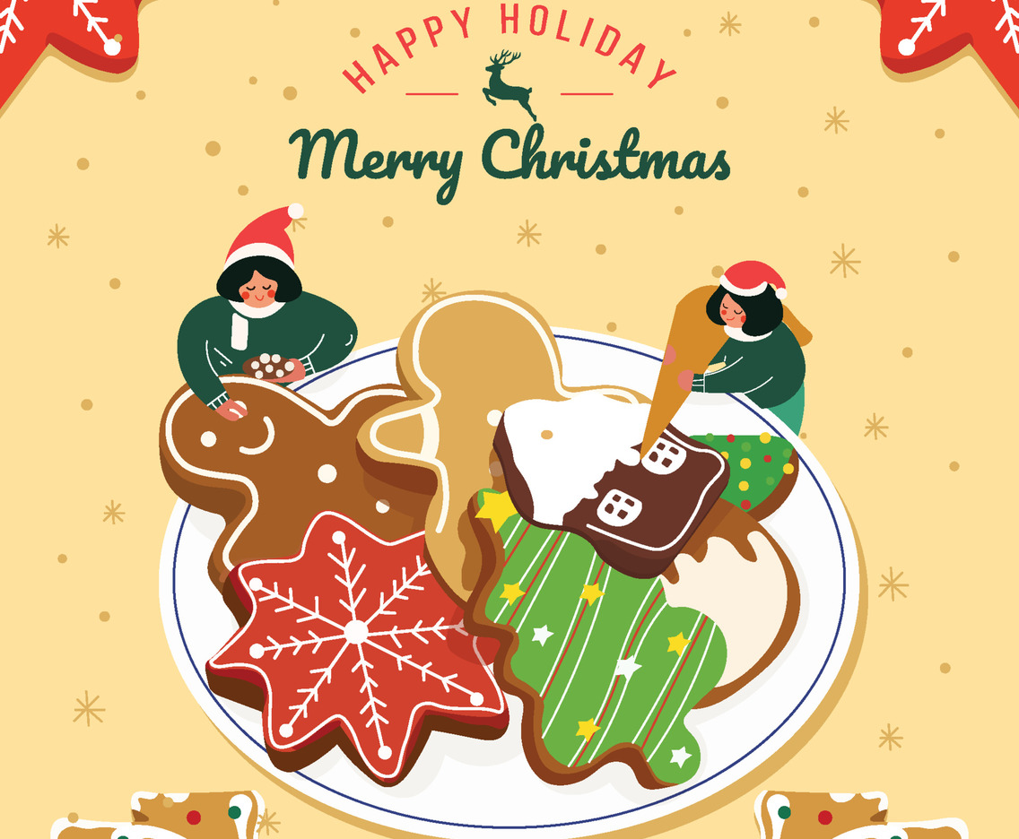 Elves Decorating Christmas Cookies Concept