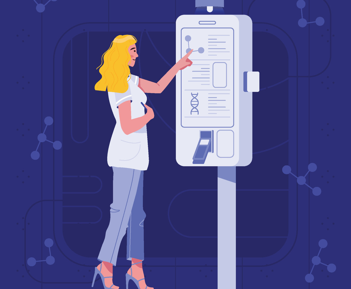 Woman Scientist Using Digital Panel Technology Concept