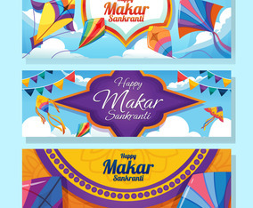 3 Elegant Banner Happy Makar Sankranti