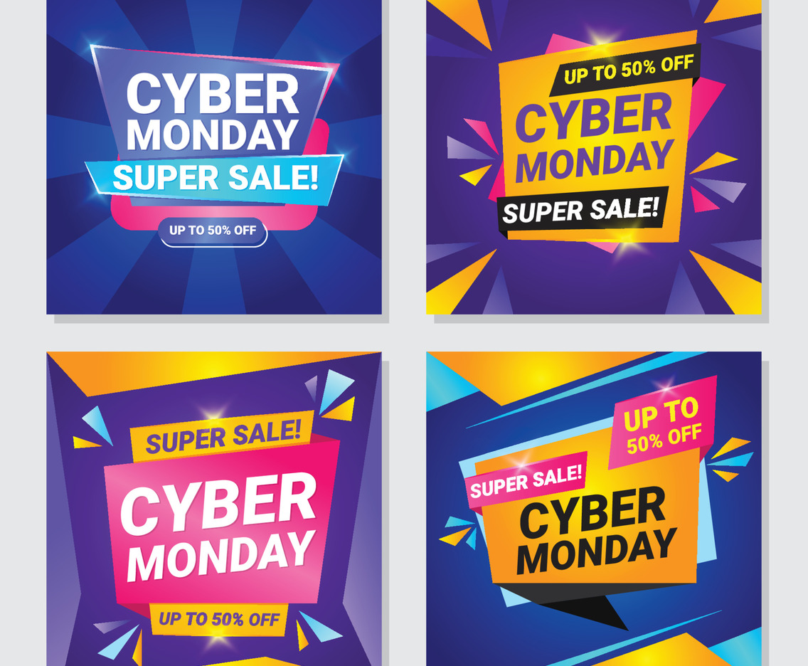 Set of Cyber Monday Social Media Cards