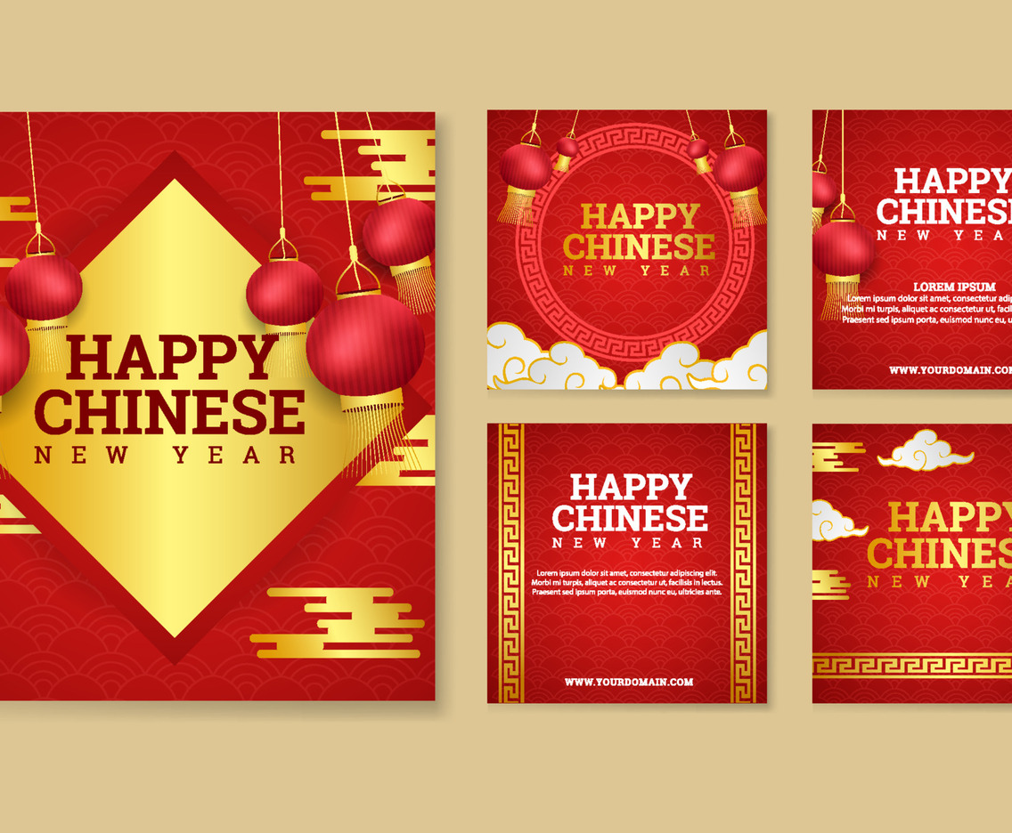 Set of Social Media Posts for Chinese New Year