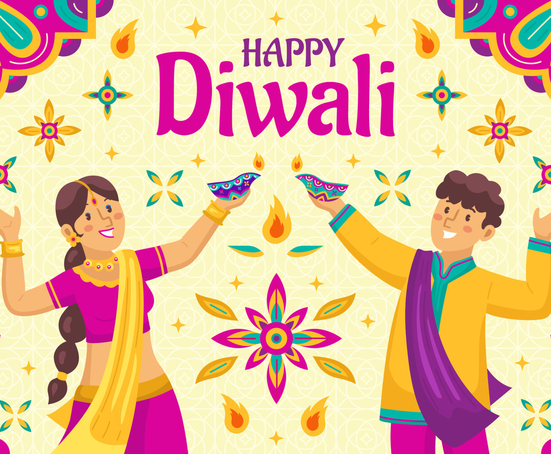 Couples Greeting Happy Diwali Festivity Day