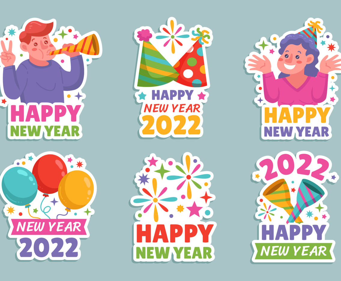 Happy New Year 2022 Sticker Set
