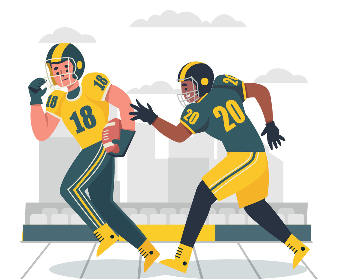 American Football Players In Front of Field