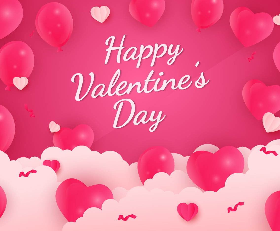 Valentine Day Background Realistic Heart with Pink Balloon