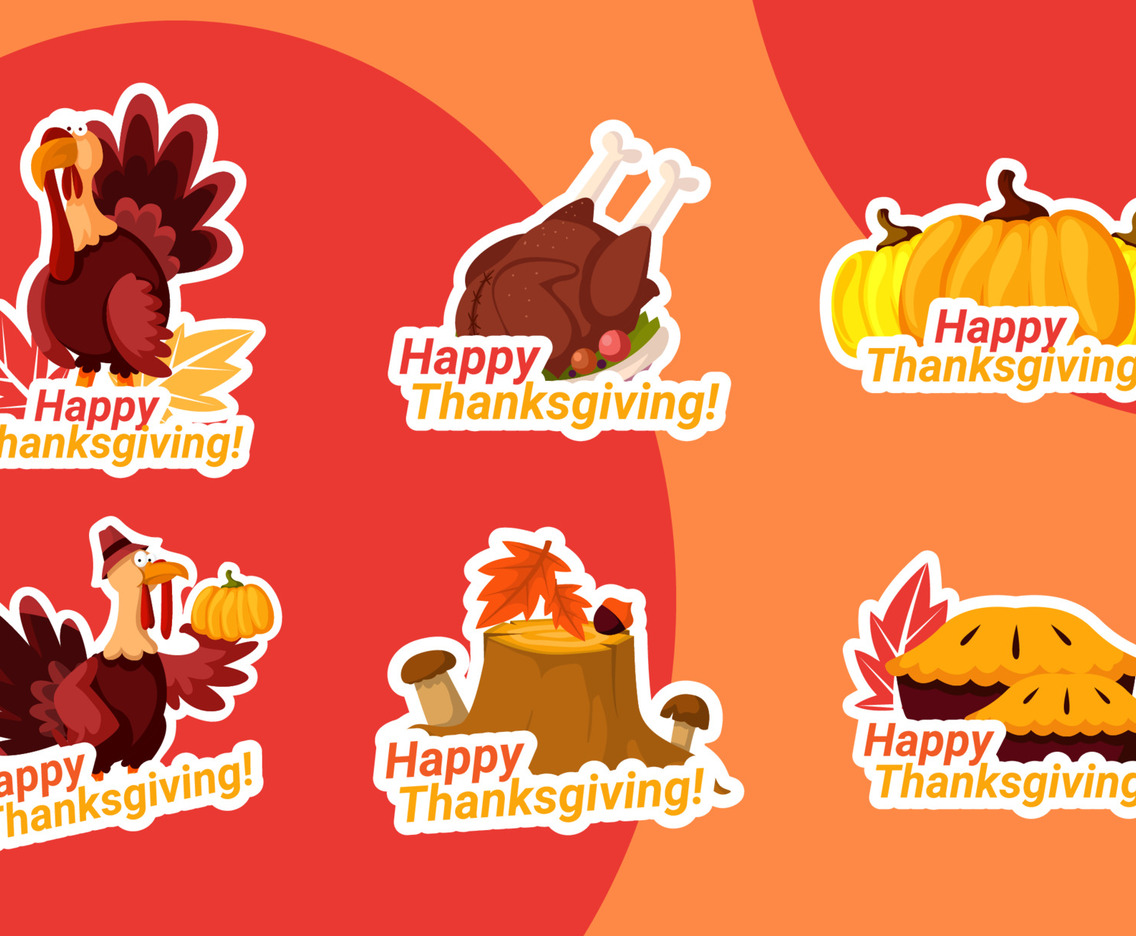 Happy Thanks Giving Stickers Collections