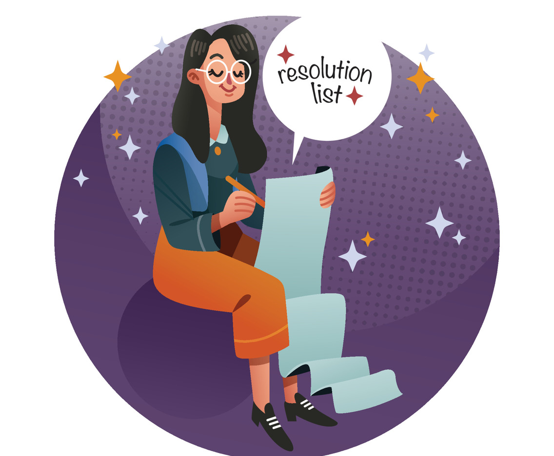 A Girl is Planning Her New Year's Resolutions