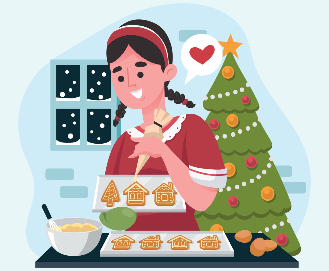 Woman Decorating Ginger Bread Cookies