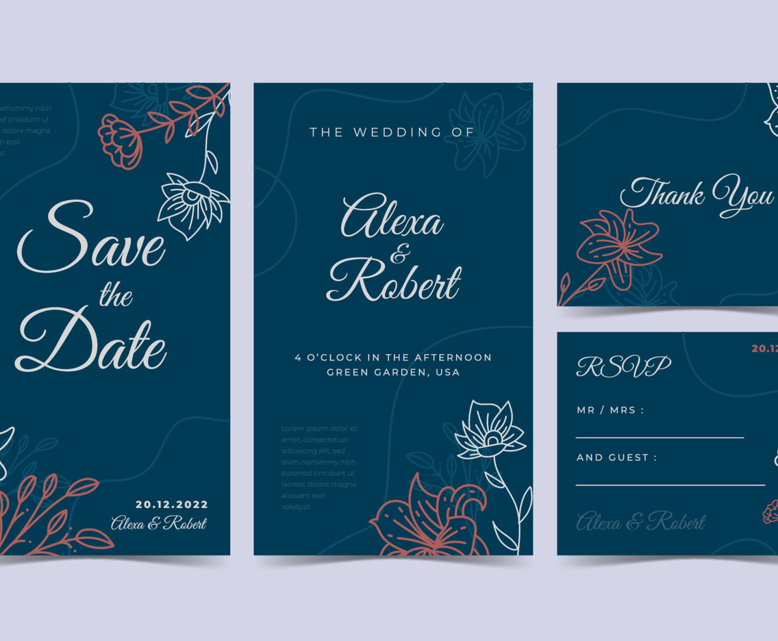 Wedding Invitation Set Template