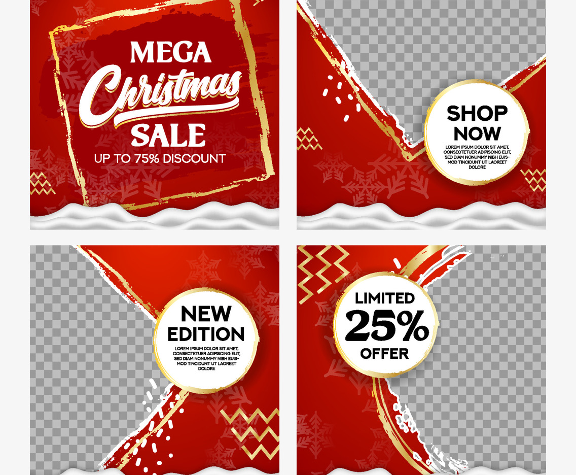 Set of Social Media Christmas Promotion