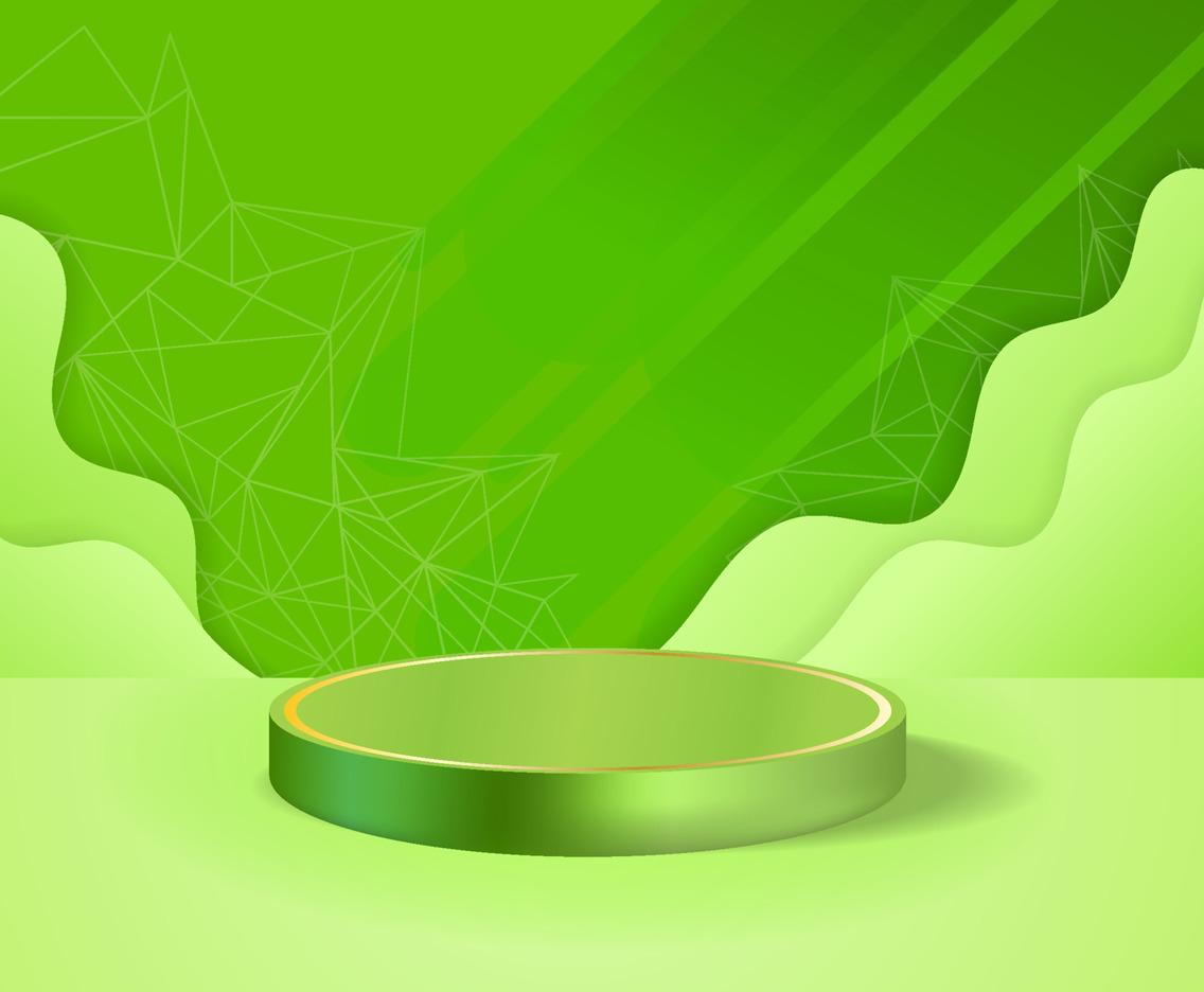 Stage Podium Against Green Color Background