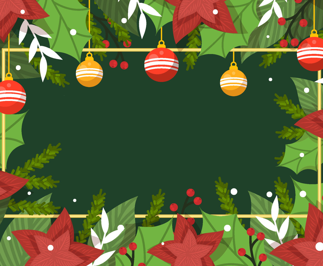 Flat Christmas Floral Wreath Background