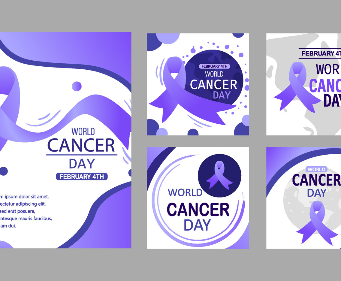 Set of World Cancer Day Social Media Posts