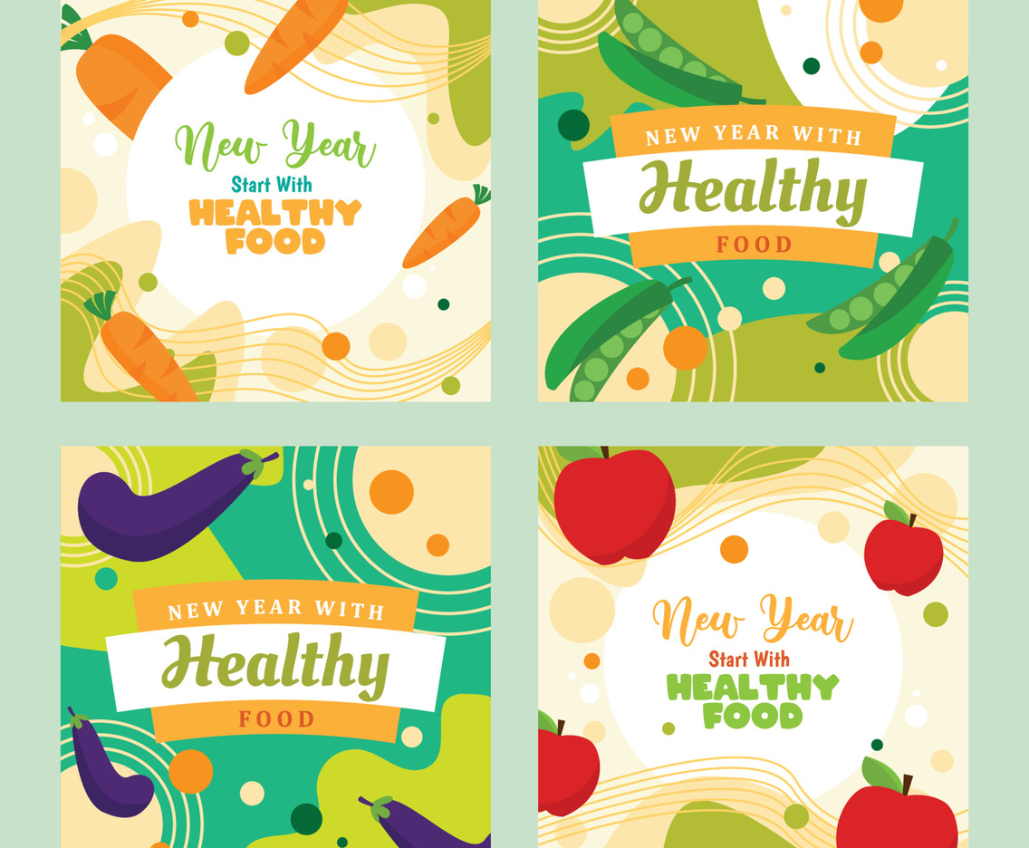 New Year Healthy Food Resolutions Social Media Posts