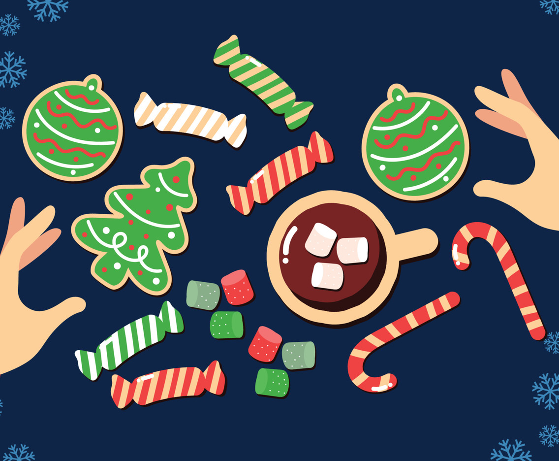 Christmas Food on Table from Top View