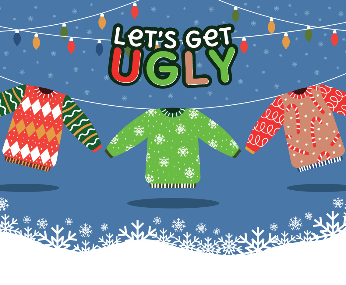 Ugly Sweater with Snow Rain Concept