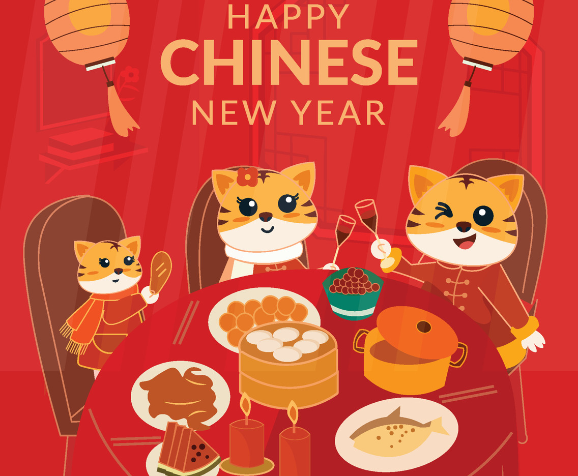 Tiger Family Eat Together Concept