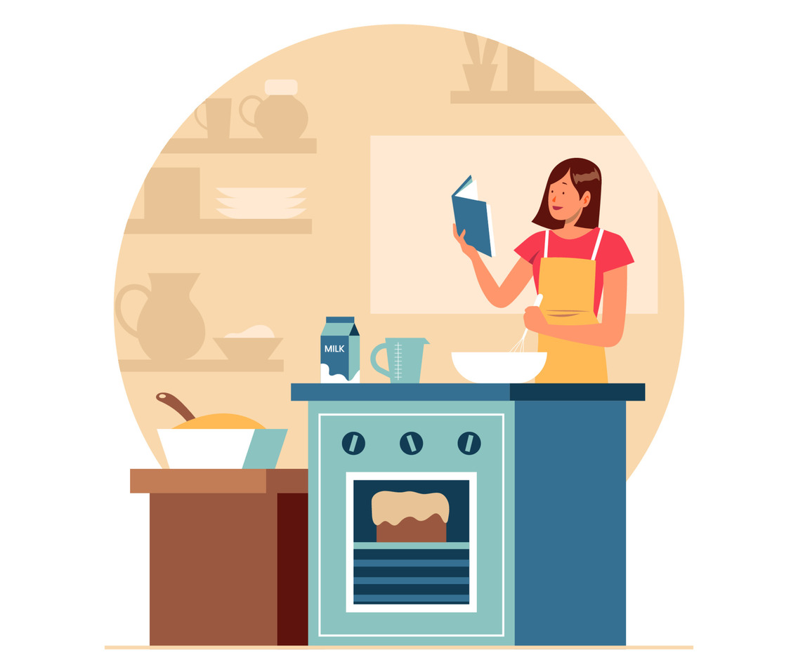 Young Woman Baking Cooking At Home