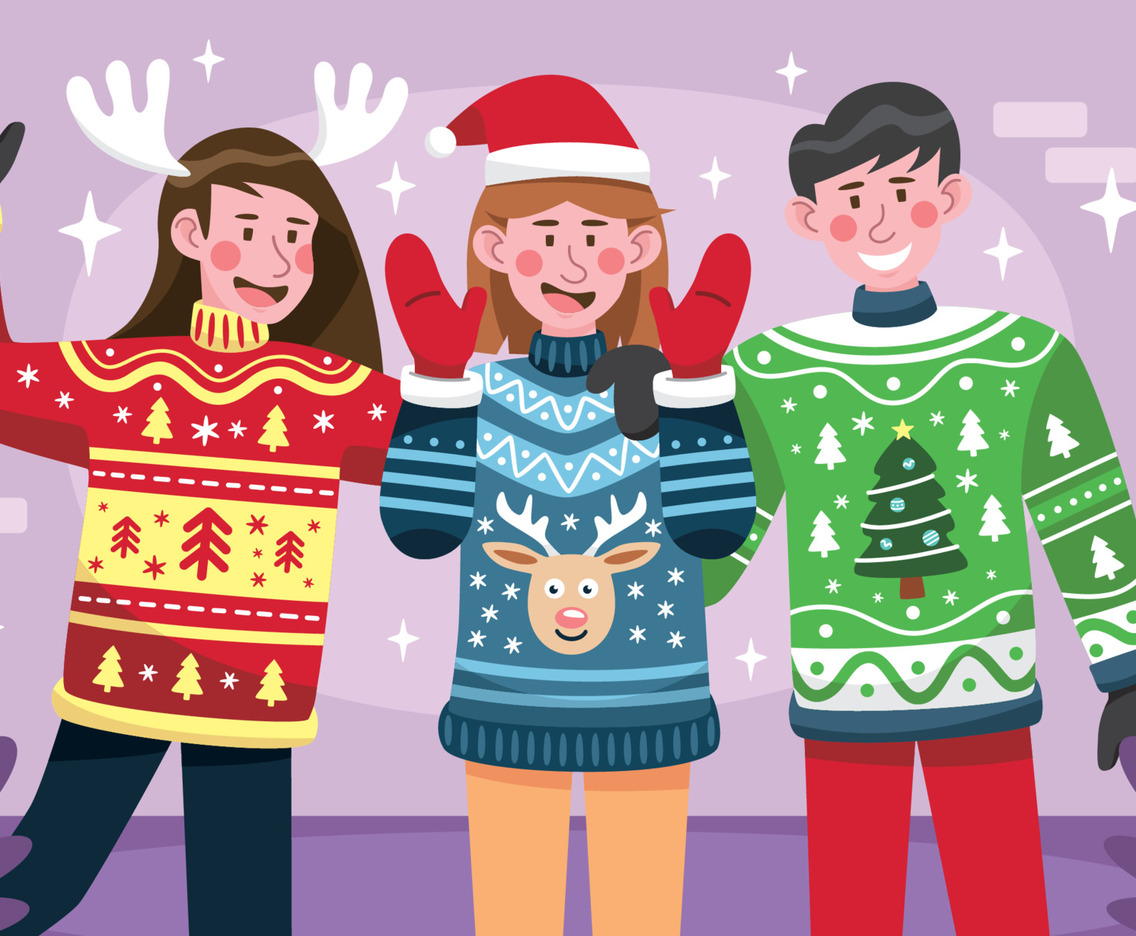 People Wearing Ugly Sweaters Concept