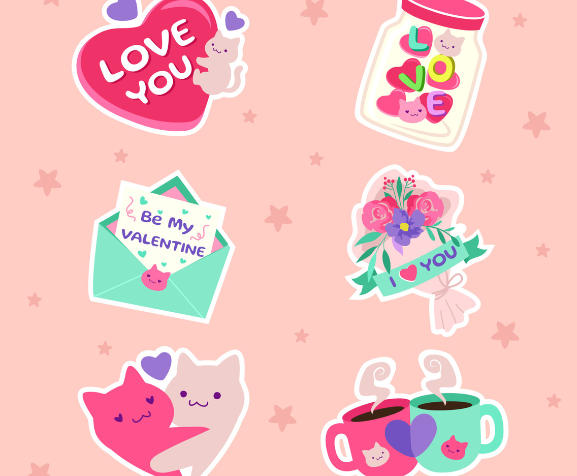 Cute Cat Valentine Set
