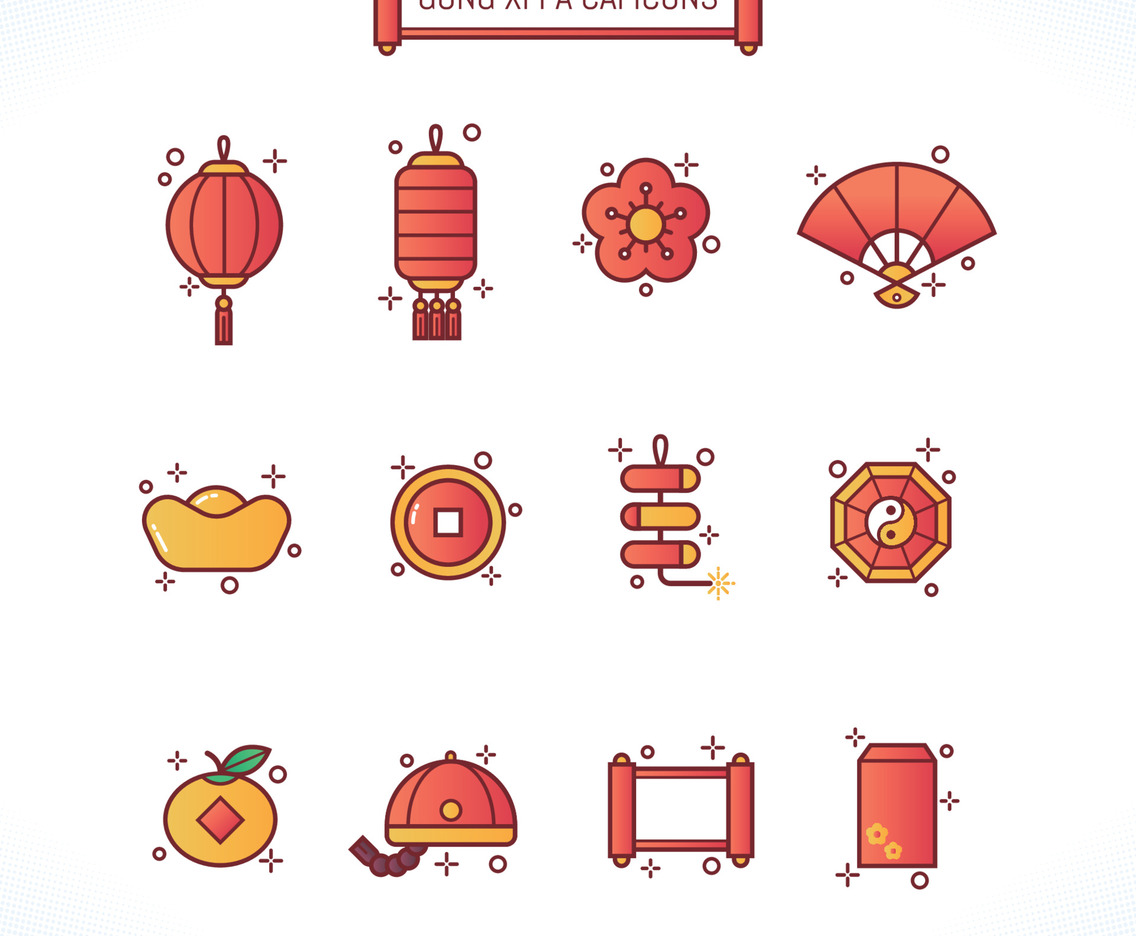 Gong Xi Fa Cai Festival Icons