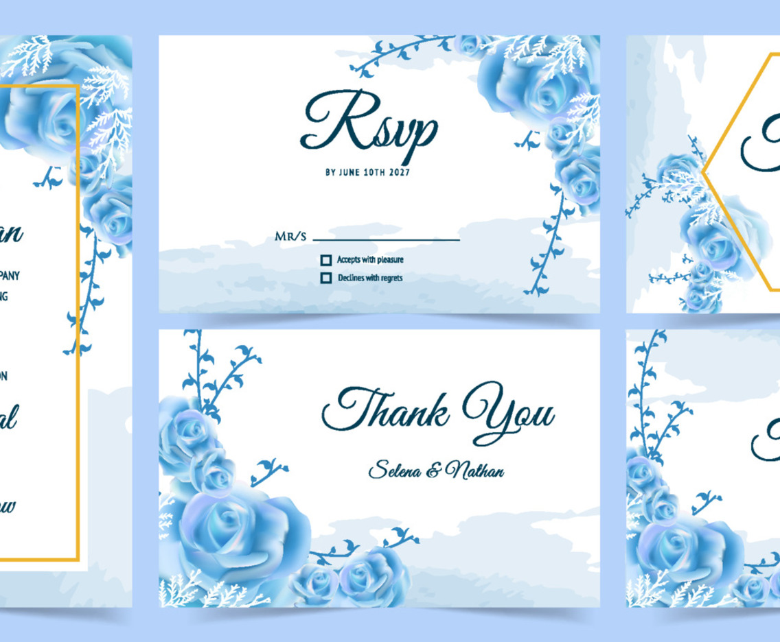 Winter Wedding Invitation Set Collection Template Design