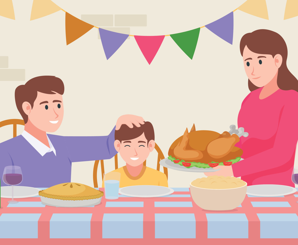 Mother Bring Turkey for Her Family in Thanksgiving