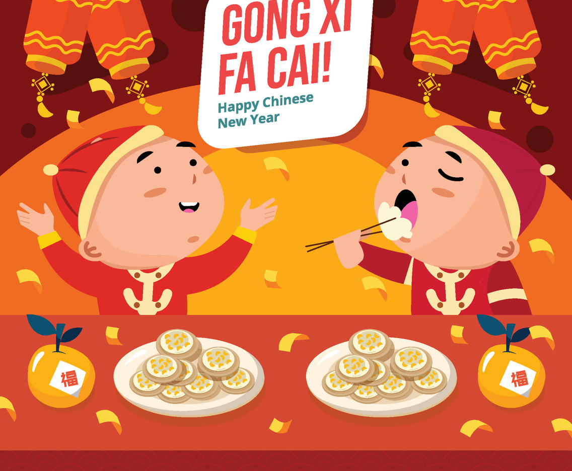 Children Eating in Chinese New Year Festival Concept