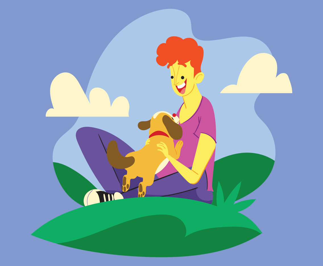 Man Playing With His Dog at The Park