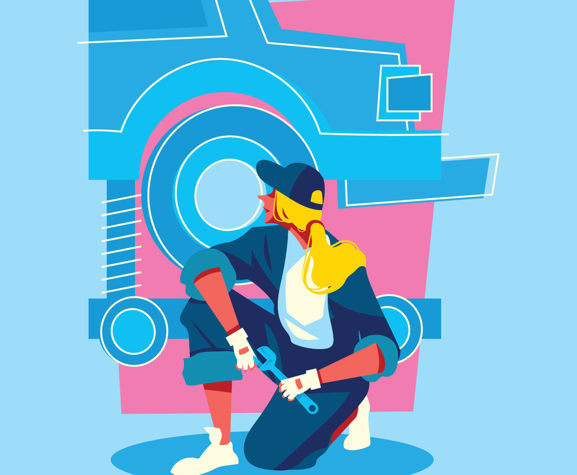 Woman Automotive Mechanic Fixing a Car