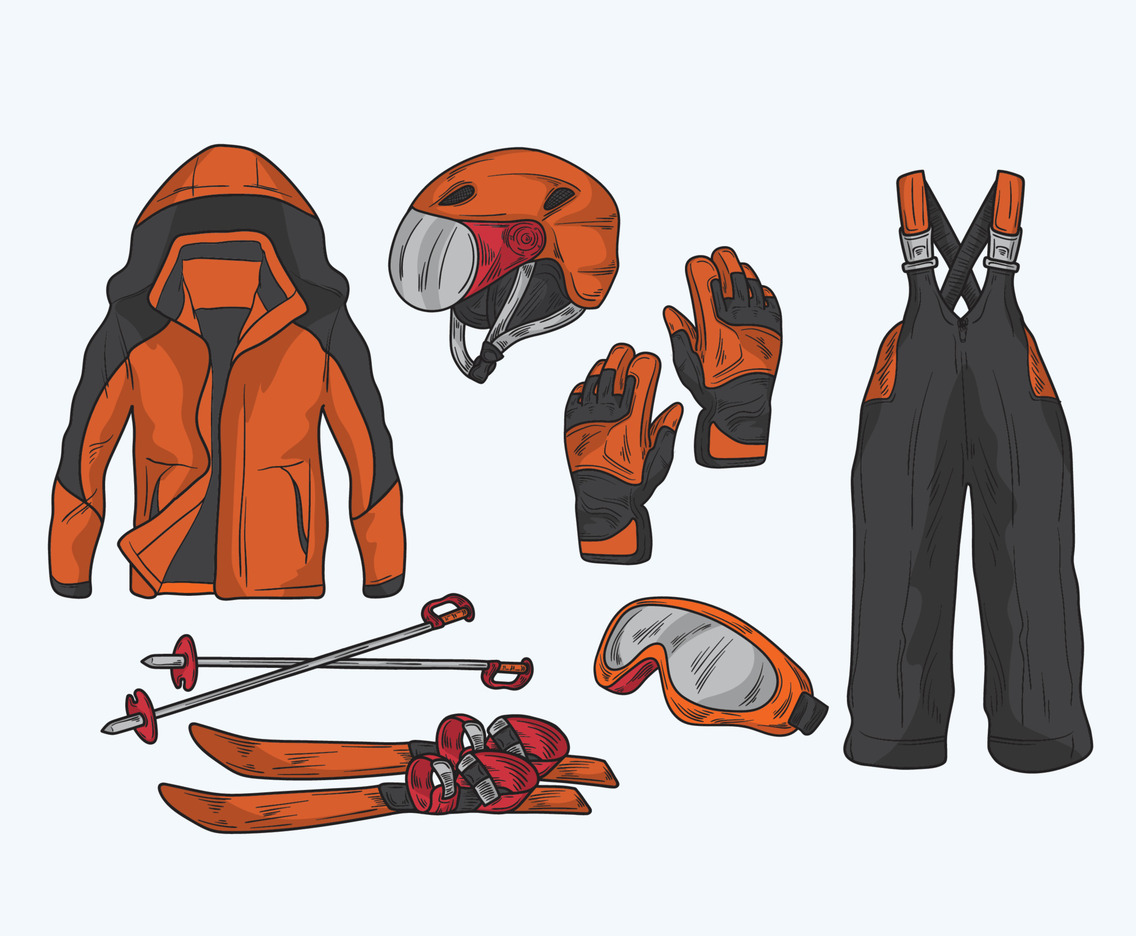 Hand Drawn Outdoor Winter Sport Equipment
