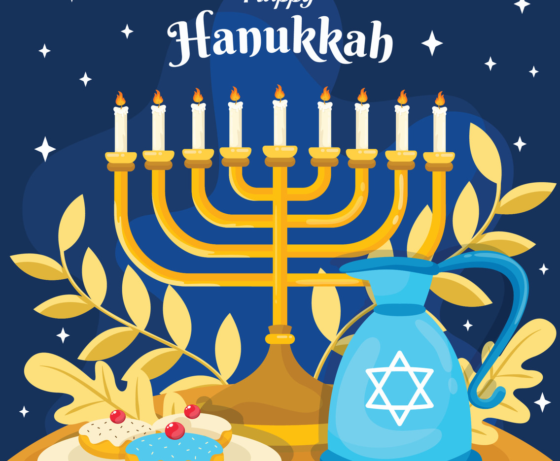 Happy Hanukkah with Menorah