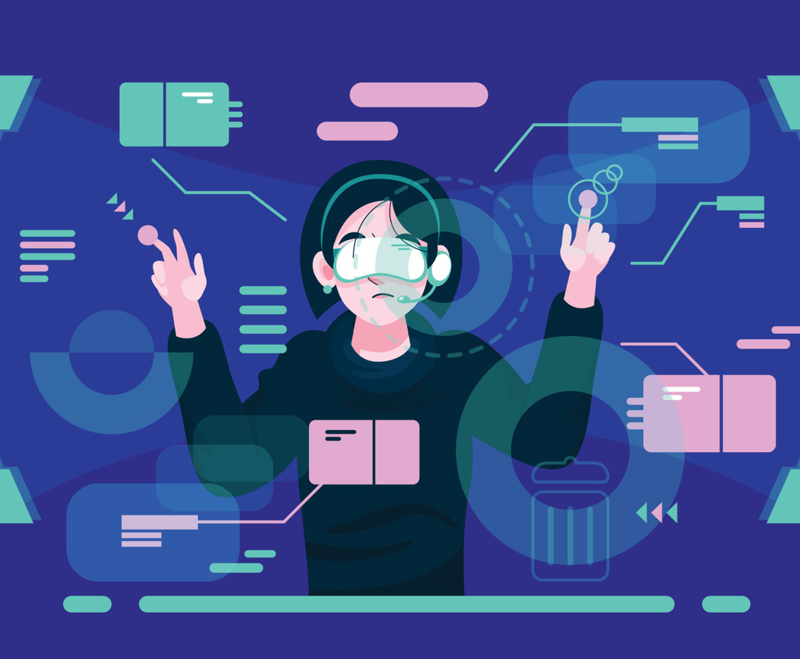 Female Operator with the Modern Technology System Operation