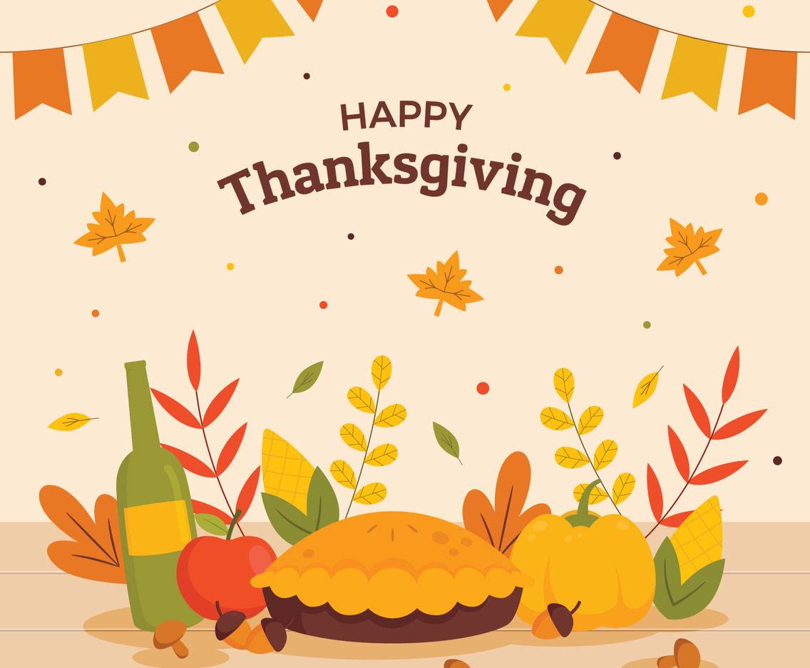 Flat Happy Thanksgiving Concept