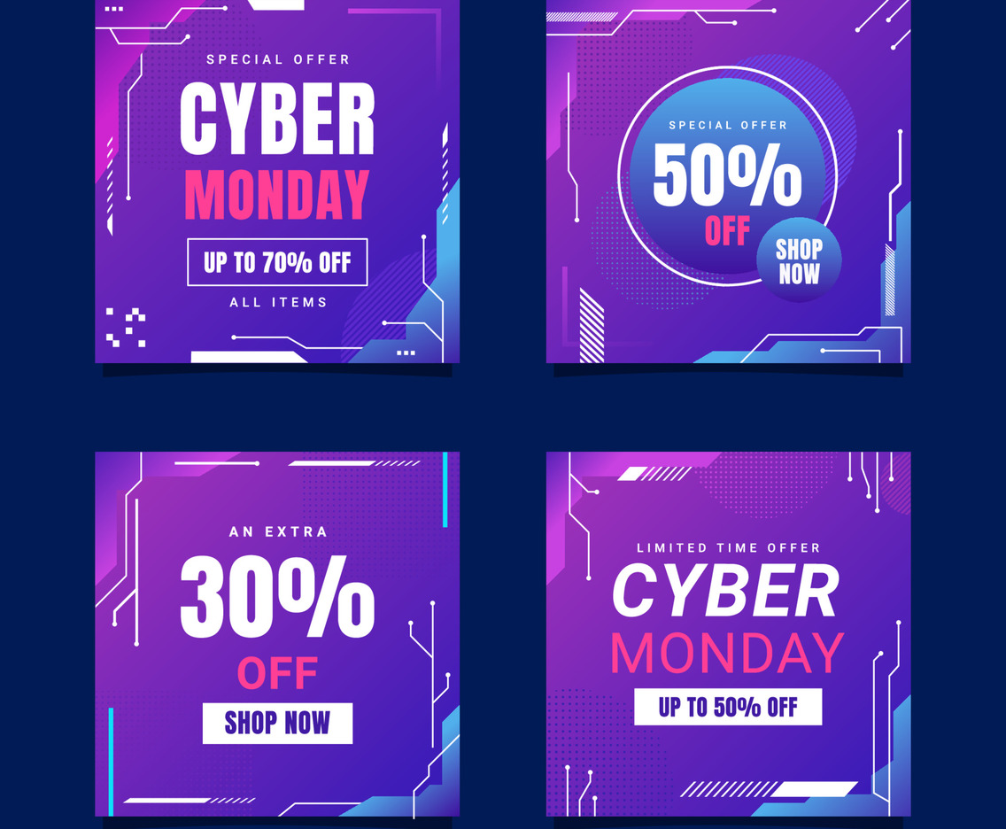Set of Social Media Post for Cyber Monday Sale