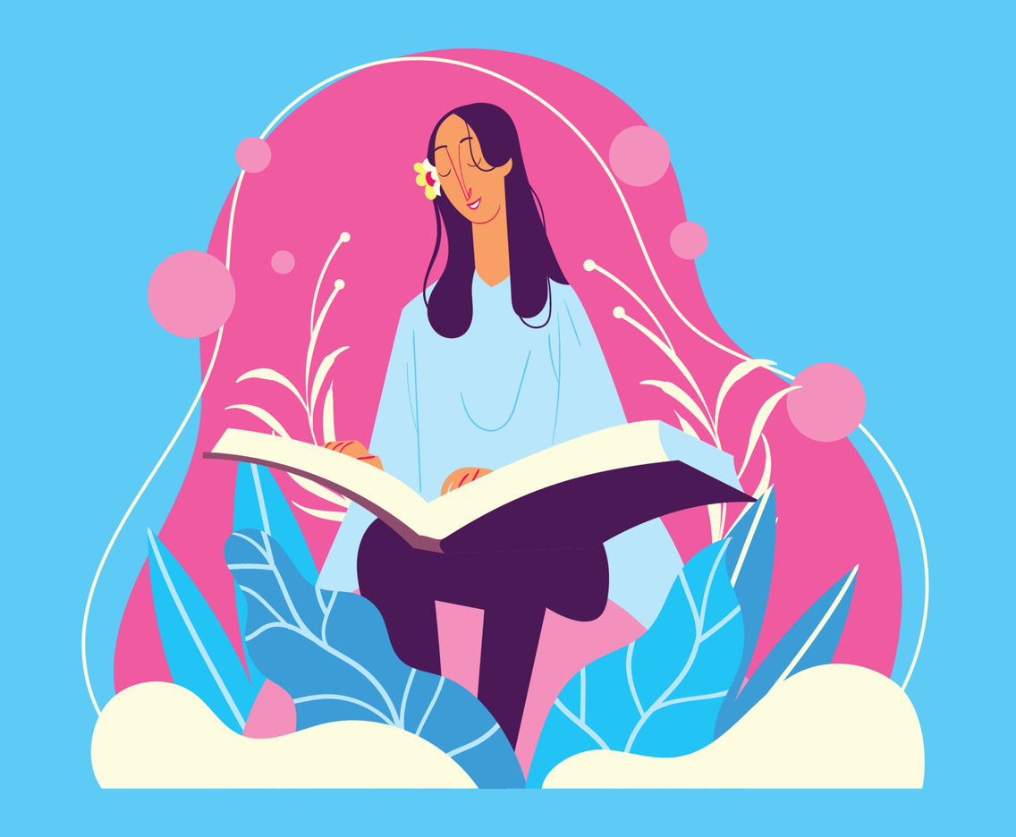 Blind Woman Reading a Book