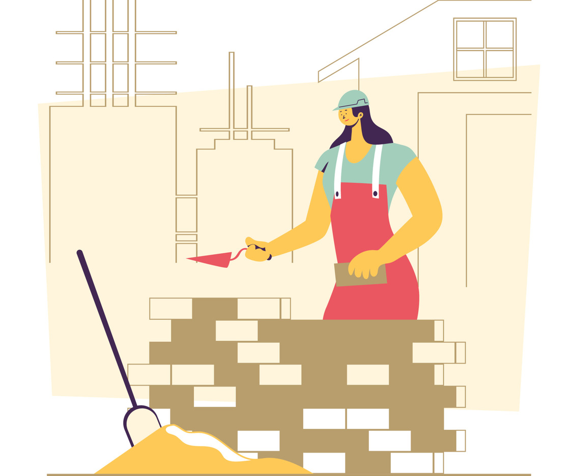 Construction Women Build House Concept