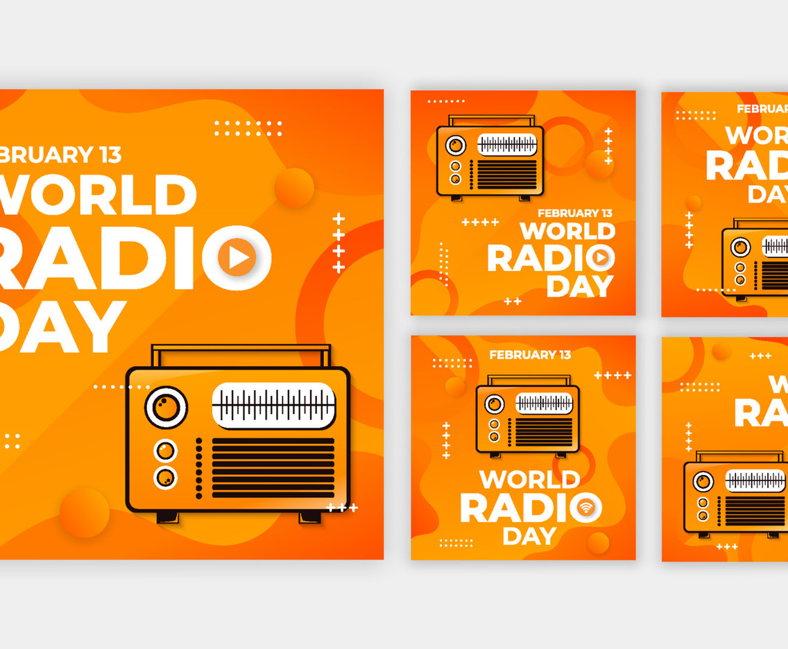 Set of Collection Radio Day Social Media Post