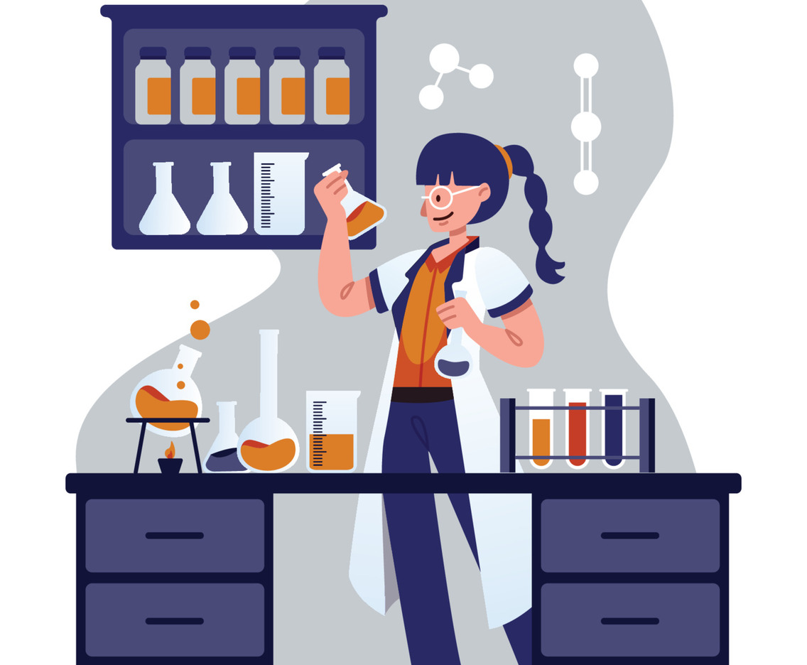 A Woman Scientist Check Her New Formula