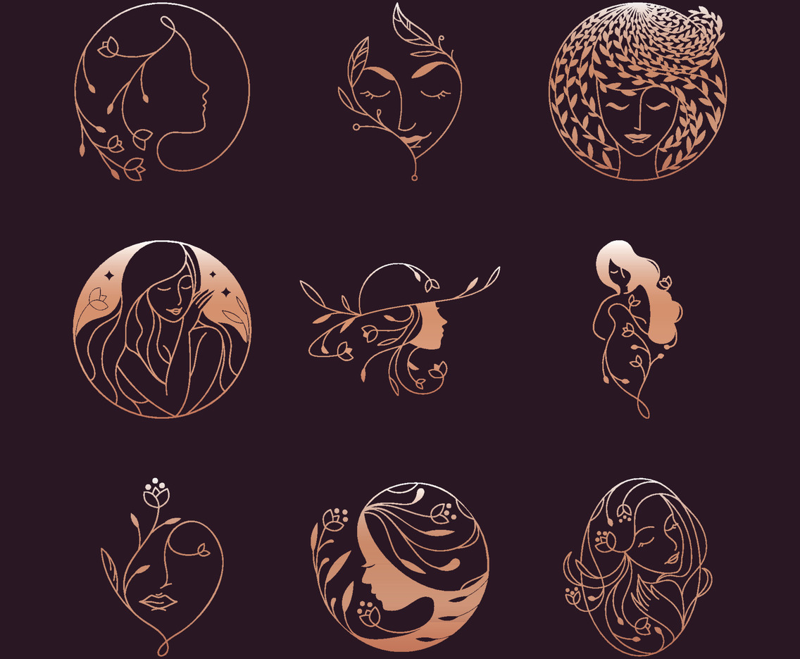 Woman Business Start Up Logo Set